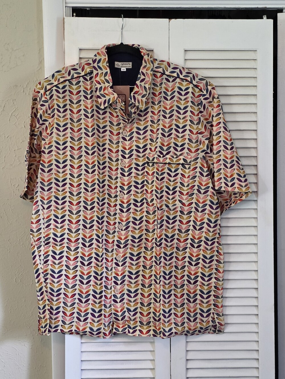 Apsara XXL Multicolor Leaf Print Button Down Shirt Short Sleeve